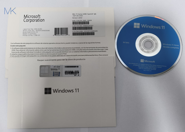 scatola fisica KW9-00639 di versione 22H2 di Microsoft Windows 11 di DVD dell'OEM domestico spagnolo