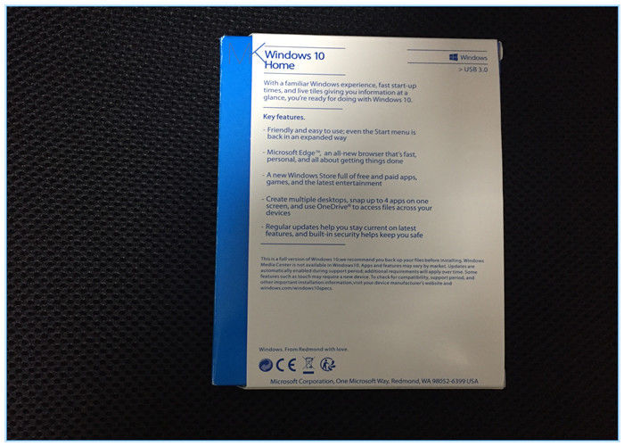 Software di Microsoft Windows, versione completa domestica 32 di Windows 10 & scatola di vendita al dettaglio della chiavetta USB di 64 bit