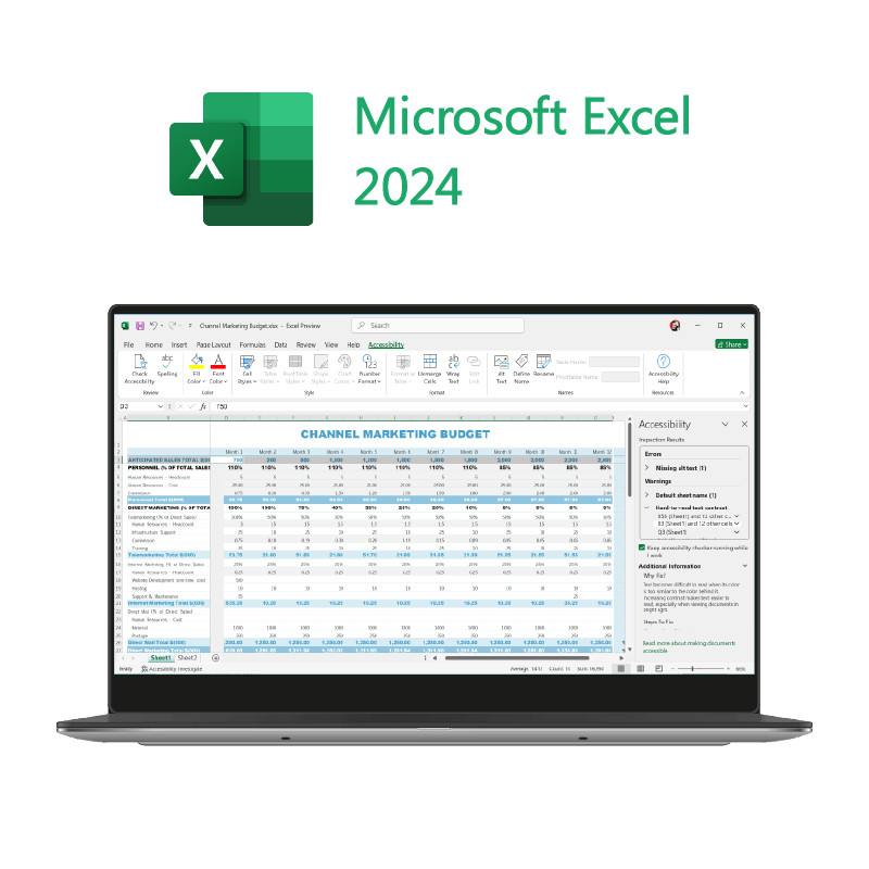 Microsoft Office 2024 Home and Business PC/Mac Bind Porta il tuo lavoro al livello successivo