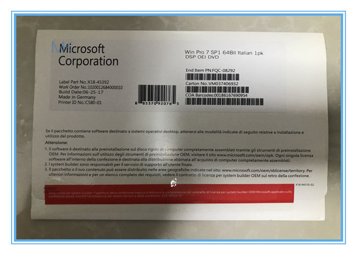 FQC - 08929 Microsoft Windows 7 pro 2GB di lingua italiana online RAM per il 64 bit